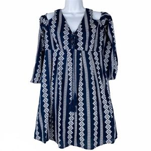Molly Green Boho Cold Shoulder Dress Blue Size L